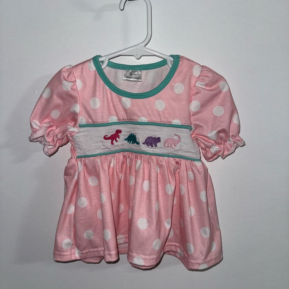 Boutique Smocked Dinosaur Shirt- 12 months